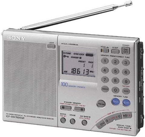 Sony ICF-SW7600GR AM/FM Shortwave World Band Receiver with Single Side Band Reception- plus External Plug-in Antenna