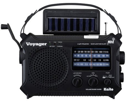 Kaito KA500BLK 5-Way Powered Emergency AM/FM/SW Weather Alert Radio- Black